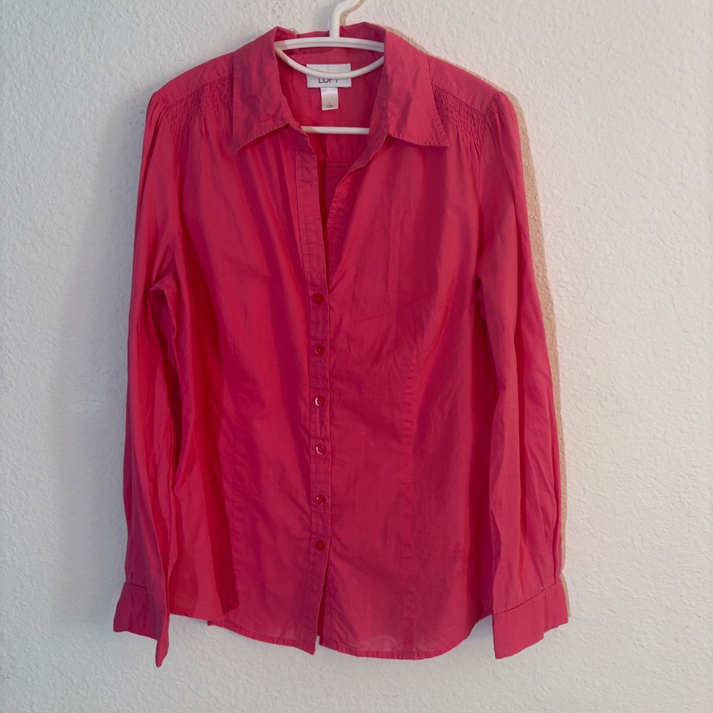 LOFT Button Down Shirt Size Large Pink